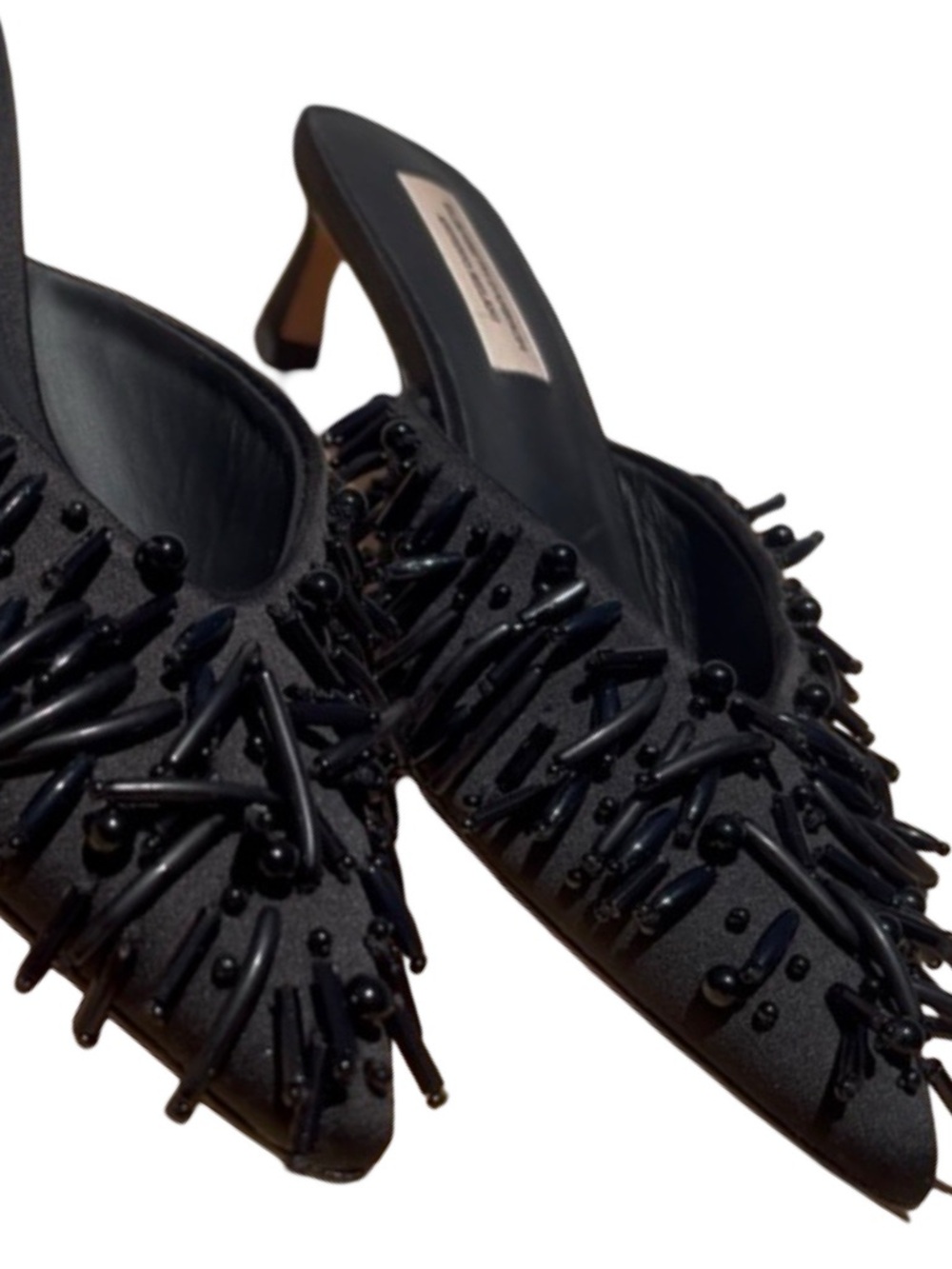 NWOB $129 Antonio Melani x Elizabeth Damrich Babe Satin Beaded Mules Size 5.5M - Picture 3 of 5